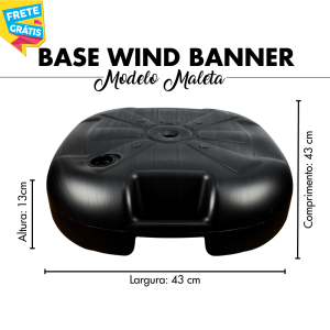 BASE WIND BANNER POLIETILENO 43 X 43 X 13 ENCHIMENTO ATÉ 13KG ÁGUA OU AREIA ENCAIXE 3/4 MODELO MALETA COM ALÇA, MAIS RESISTENTE