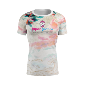 CAMISETA HELANCA PLUS FEMININA HELANCA PLUS 0.120 G/M2 PERSONALIZADA FEMININA ADULTO 4X0 COR ULTRA-HD EPSON 100% POLIÉSTER IMPRESSÃO TOTAL TINTA ORIGINAL MADE IN JAPAN