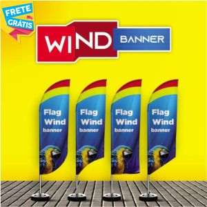 WIND BANNER COMPLETO (M) Base Redonda Preta 2.45M X 0.65M Dupla-Face | Impressão Ultra-HD Tecido TecnoSport 100% Sintético FACA | PENA | VELA | ÂNGULO / Estrutura de Alumínio Desmontável FRETE GRÁTIS NAS COMPRAS ACIMA DE 100,00, CONSULTE AS REGIÕES.