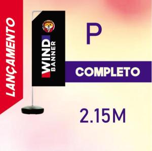 WIND BANNER FULL COMPLETO (P) Base Titan Black Redonda 2.15m x 0.65m Dupla-Face | Impressão Ultra-HD Tecido TecnoSport 100% Sintético RETANGULAR Estrutura de Alumínio Desmontável