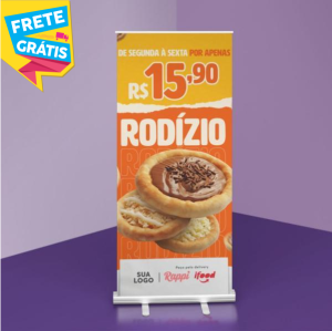 Eco Roll-Up COMPLETO Alumínio/Poliestireno 2.0m x 80cm 4x0 Tecido ECO Sintético Completo FRETE GRÁTIS NAS COMPRAS ACIMA DE 100,00, CONSULTE AS REGIÕES.