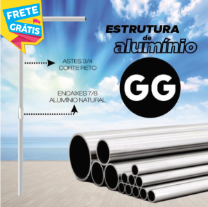 Haste (GG) Wind Full Estrutura desmontável 3.20m x 0.65m Cor Natural Tubos de Alumínio 3/4 Embalagem 