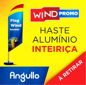 WIND BANNER PROMOCIONAL Base 43CM X 43CM X 10CM 2.50m x 0.65m Dupla-Face | Impressão Sublimática Modelo ÂNGULO Estrutura de Alumínio Inteiriça SOMENTE RETIRADA