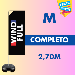 WIND BANNER FULL COMPLETO (M) Base Titan Black Modelo Maleta com Alça 2.70m x 0.65m Dupla-Face | Impressão Ultra-HD Tecido TecnoSport 100% Sintético RETANGULAR / Estrutura de Alumínio Desmontável FRETE GRÁTIS NAS COMPRAS ACIMA DE 100,00, CONSULTE AS REGIÕES.