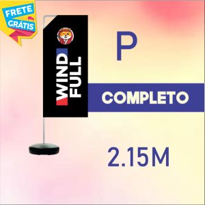 WIND BANNER FULL COMPLETO (P) Base Titan Black Redonda 2.15m x 0.65m Dupla-Face | Impressão Ultra-HD Tecido TecnoSport 100% Sintético RETANGULAR Estrutura de Alumínio Desmontável