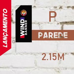 WIND BANNER FULL PAREDE (P) Completo com Hastes e Suporte de Aço 2.15m x 0.65m Dupla-Face 4 x 4 RETANGULAR Embalagem Estrutura de Alumínio Desmontável