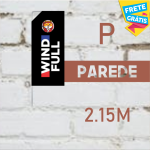 WIND BANNER FULL PAREDE (P) Completo com Hastes e Suporte de Aço 2.15m x 0.65m Dupla-Face 4 x 4 RETANGULAR Embalagem Estrutura de Alumínio Desmontável