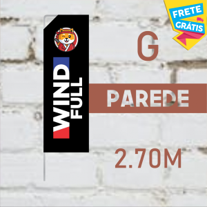 WIND FULL PAREDE (G) Completo com Hastes e Suporte de Aço 2.70m x 0.65m Dupla-Face 4 x 4 RETANGULAR Embalagem Estrutura de Alumínio Desmontável