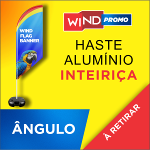 WIND BANNER PROMOCIONAL Base Titan Black Modelo Maleta com Alça 2.50m x 0.65m Dupla-Face | Impressão Sublimática Modelo ÂNGULO Estrutura de Alumínio Inteiriça SOMENTE RETIRADA
