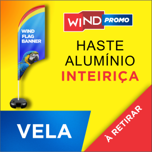WIND BANNER PROMOCIONAL Base Titan Black Modelo Maleta com Alça 2.50m x 0.65m Dupla-Face | Impressão Sublimática Modelo VELA Estrutura de Alumínio Inteiriça SOMENTE RETIRADA